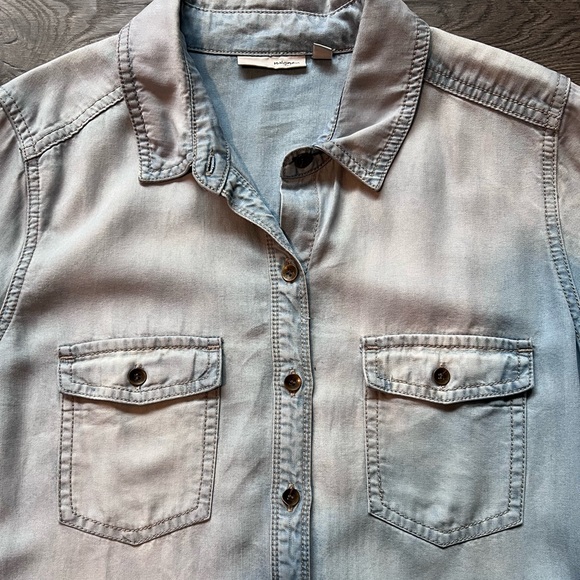 Nordstrom Halogen light wash Chambray button down shirt SP small petite - Picture 5 of 10